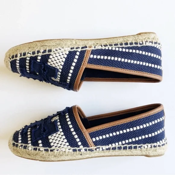 Tory Burch Shaw Espadrille Flats Size 6 Navy/white stripes - Picture 6 of 8